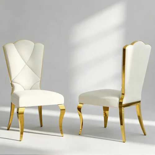 Miniatura 12 de Juego de 2 sillas de comedor de terciopelo negro y dorado, sillas de cocina tapizadas con respaldo alto con patas de acero inoxidable pulido, sillas