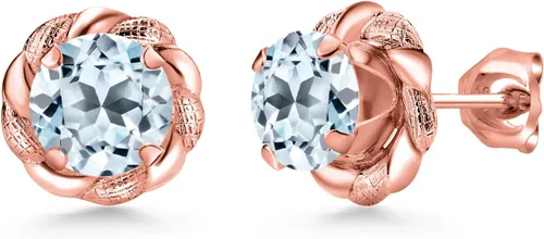 Miniatura 246 de Gem Stone King Aretes de plata de ley 925 de 0.236 in con piedra natal redonda para mujer
