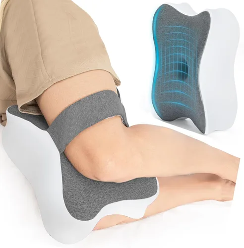 Almohada larga de rodilla para personas que duermen de lado entre las piernas, almohada de espuma viscoelástica para dormir de lado con correa,