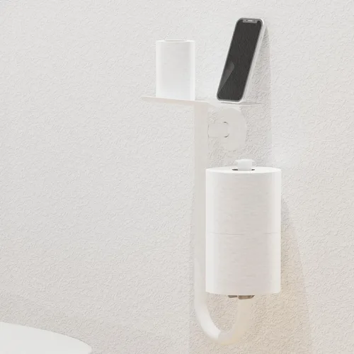 Miniatura 10 de Barra de seguridad para inodoro 3 en 1 con soporte de papel de seda integrado y estante para teléfono, para 2 megarrollos, soporte de peso de 250