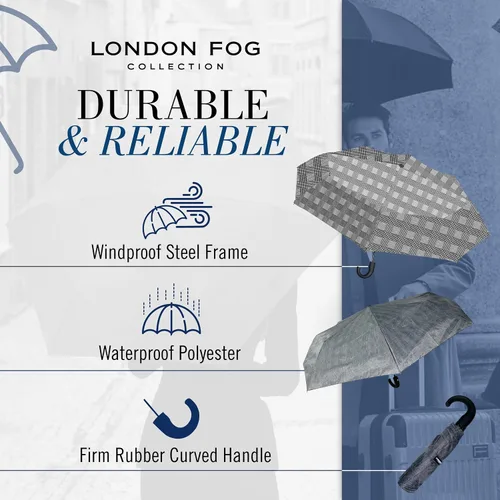 Miniatura 5 de London Fog Rain Umbrella, Automatic Folding Umbrella, Windproof, Lightweight and Packable for Travel, Full 4244 Inch Arc