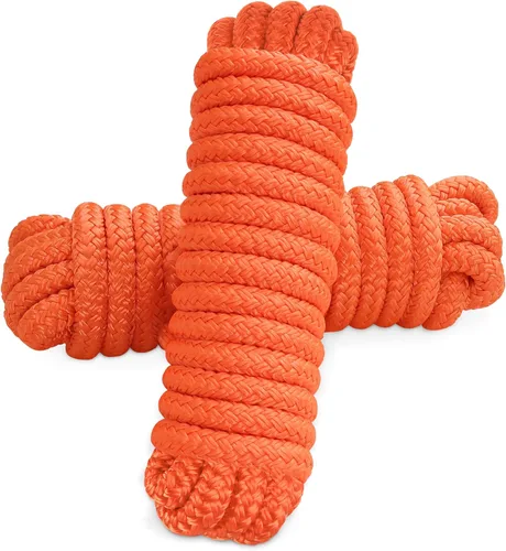 Miniatura 14 de AOLEBA Líneas de muelle de barco de 3/8 pulgadas x 15 pies para barcos, cuerda de nailon trenzado doble para barco, líneas de barco para Rojo