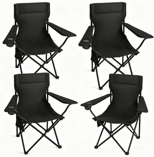 Miniatura 10 de Silla portátil de campamento, paquete de 2, silla plegable para exteriores con portavasos y bolsillo lateral para campamento, senderismo, picnic