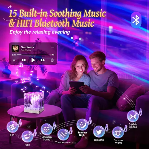 Miniatura 2 de PIKOY Lámpara de ducha de luces de ducha con ruido blanco, máquina de sonido para adultos dormidos, Bluetooth+15 máquina de ruido blanco, máquina