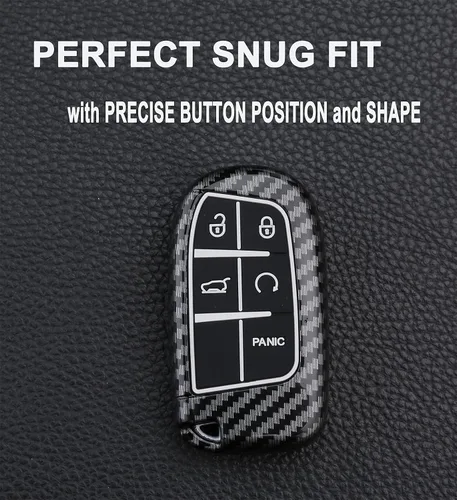 Miniatura 5 de Funda para llavero para Jeep Grand Cherokee Renegade Chrysler 200 300 Dodge RAM Durango Charger Challenger Journey Dart Fiat con 5 botones, estuche