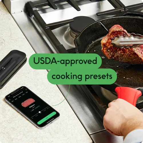 Miniatura 9 de CHEF iQ Sense Termómetro de Carne Inteligente Inalámbrico con Sonda Ultradelgada, Termómetro de Carne Bluetooth de Rango Ilimitado, Termómetro