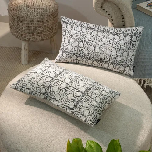 Miniatura 35 de Juego de 2 fundas de almohada decorativas de algodón indio vintage con estampado a mano (marrón ladrillo, 18 x 18 pulgadas (paquete de 2))