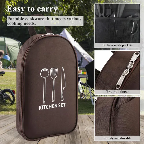 Miniatura 5 de Camping Accessories Kitchen Cooking Utensils Set - Portable Outdoor Camp Cookware Set, Silicone Camper Essentials Gear Must Have Supplies for Travel