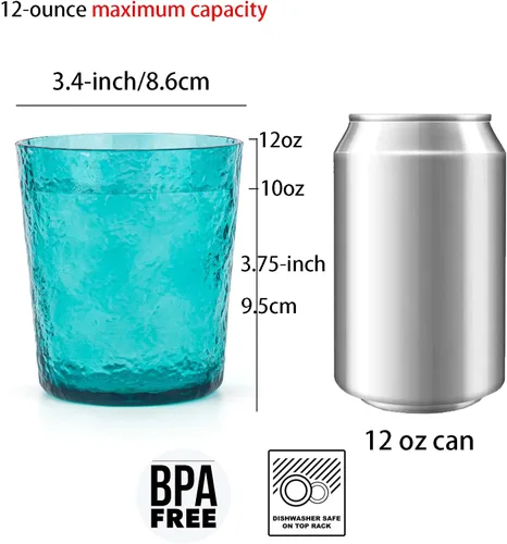 Miniatura 2 de KX-WARE Vasos de plástico de acrílico de 12 onzas, juego de 8 unidades, multicolor Varios