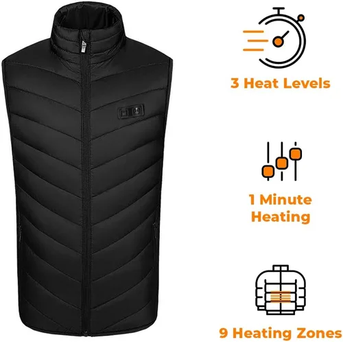 Miniatura 4 de Chaleco térmico para mujeres y hombres con batería ligera de 5 V (unisex), Negro