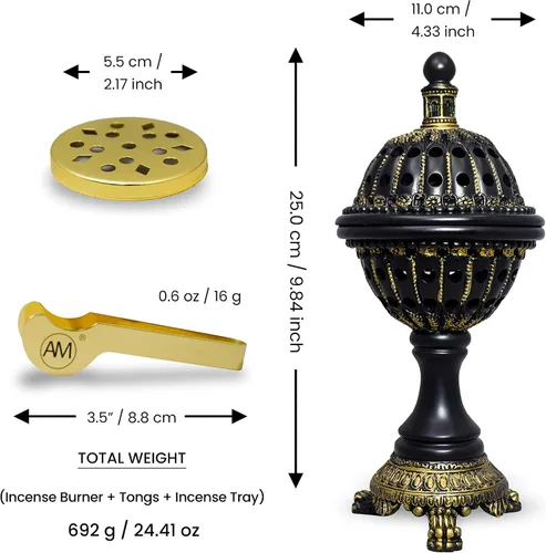 Miniatura 2 de Quemador de incienso AM resina de incienso – Globo de lujo carbón Bakhoor Quemadores para oficina y decoración del hogar