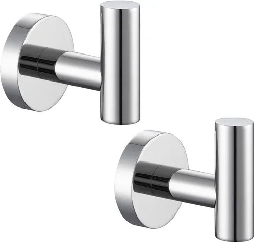 Miniatura 11 de Gancho de Toalla Angle Simple 2 Piezas, Oro y Negro, Soporte de Acero Inoxidable para Baño y Bata, Cuchillo Redondo para Toalla de Mano, Montado