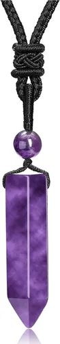 Top Plaza Collares de piedra de cristal curativo para hombres collares con colgante hexagonal cuerda trenzada ajustable collar de piedras preciosas
