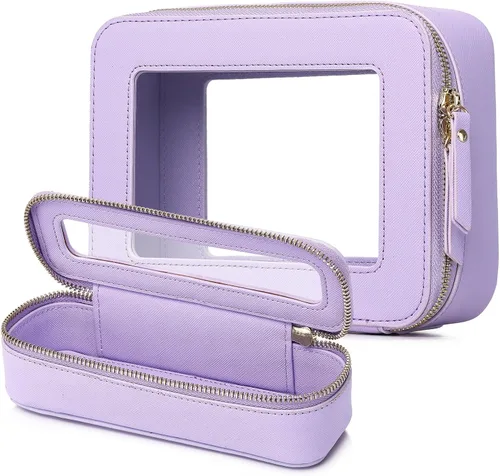 Miniatura 15 de Pinkmik Pequeña bolsa de maquillaje transparente, mini estuche para cosméticos, bolsa de aseo impermeable con cremallera, organizador de bolsos