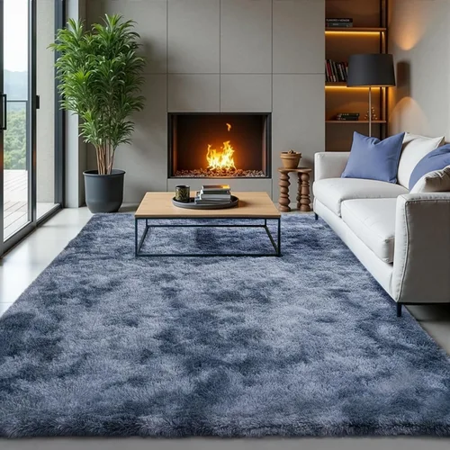 Miniatura 86 de Zentavio Alfombras de área para sala de estar, alfombras grises para dormitorio, alfombra de 4 x 6, alfombra mullida, peluda y suave, shag estética