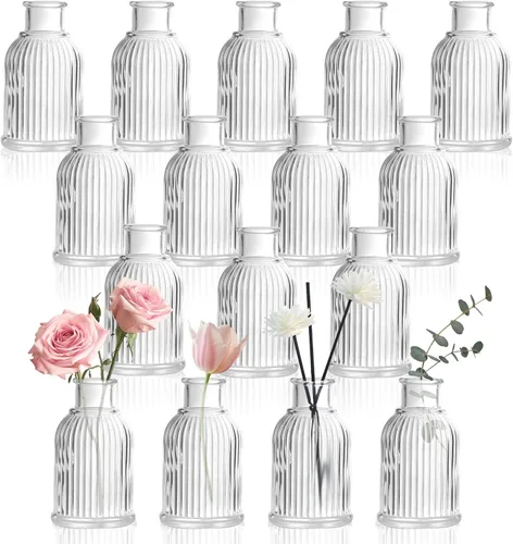 DomeStar 16 jarrones pequeños de 3.8 pulgadas para flores, jarrón de flores de vidrio a granel para centros de mesa, adecuado para decoración