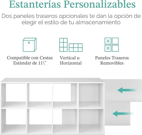 Miniatura 4 de Best Choice Products Organizador de almacenamiento de 8 cubos, apertura de estante de 11 pulgadas, estantería, estante de exhibición, personalizable