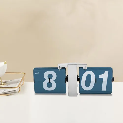 Miniatura 9 de Gdrasuya10 Reloj de escritorio digital de cuarzo, reloj abatible de pared y mesa, reloj abatible retro, reloj de pared con pantalla digital para Azul