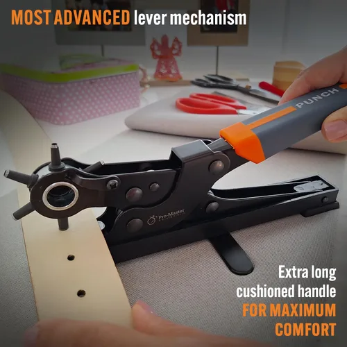 Miniatura 4 de Herramienta perforadora de cuero para cinturón de escritorio, diseño de mesa más fácil de usar para correa de reloj, correa de bolso. Acero al