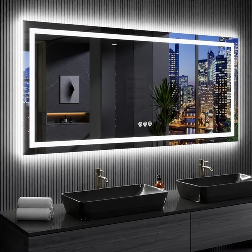 Miniatura 19 de LOAAO Espejo de Baño LED de 40"X32" con Luces, Antivaho, Regulable, Retroiluminación RGB + Iluminación Frontal, Espejo de Tocador de Baño