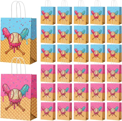 Miniatura 9 de Leinuosen 50 bolsas de fiesta de baloncesto y tenis, regalo de béisbol y tenis, bolsas de golosinas con asa para deportes temáticos suministros