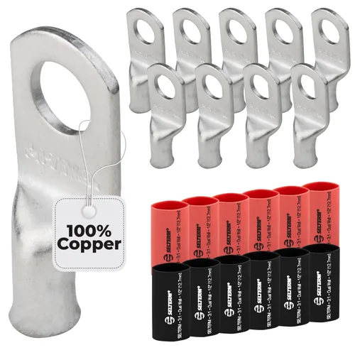 Miniatura 130 de SELTERM 5 piezas terminales de cable de cobre estañado 1/0 AWG perno de 1/2", extremos de cable de batería, terminales de anillo, conectores