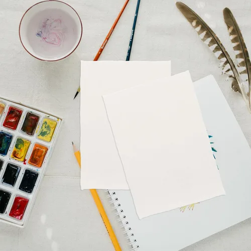 Miniatura 6 de DOITOOL 20 Sheets Handmade Cotton Watercolor Paper with Rough Deckled Edge, Textured White Art Paper for Painting, Crafts, Invitations, and Artistic