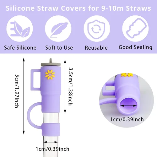 Miniatura 2 de 6 fundas de popote de silicona para Stanley Cup de 30 oz y 40 onzas, 0.394 in/0.39 pulgadas, resistentes al polvo, a prueba de derrames, accesorios