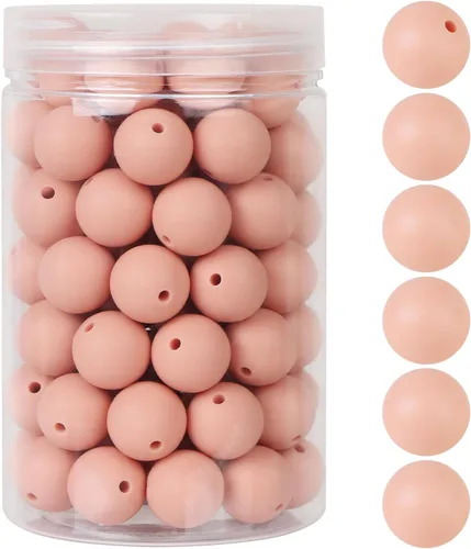 Miniatura 18 de EVERMARKET - 110 cuentas focales de silicona, cuentas de silicona de 0.59 pulgadas para hacer llaveros, cuentas redondas de silicona a granel