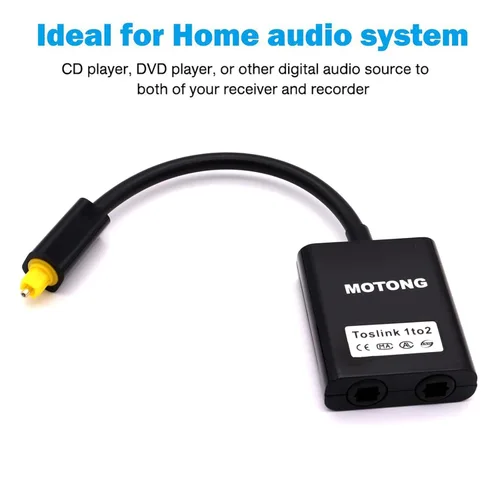 Miniatura 3 de MOTONG Toslink - Adaptador divisor de audio óptico digital, 1 en 2 salidas