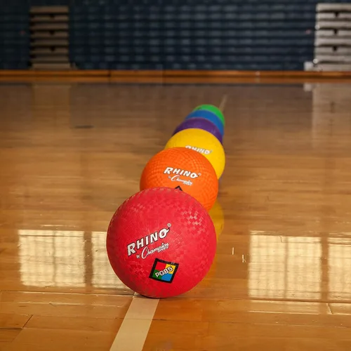 Miniatura 9 de Champion Sports - Juego de pelotas para juegos Rhino, 8.5"D - De dos capas, nylon enrollado - Juego de 6 colores con bolsa y bomba