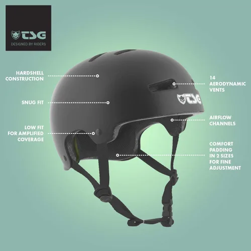 Miniatura 2 de TSG Evolution - Casco de bicicleta y patinaje para ciclismo, BMX, patinaje, patinaje, patinaje en línea, longboarding, triple certificación, Negro