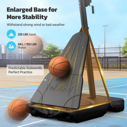 Miniatura 5 de Yohood - Canasta de baloncesto portátil para exteriores con tablero de 44/48 pulgadas, sistema de meta ajustable rápidamente a 10 pies con ruedas