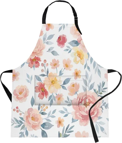 Miniatura 9 de Britimes Delantal de cocina para el hogar, cocina, horneado, jardinería, para mujeres y hombres, con bolsillos, beige, abstracto, textura