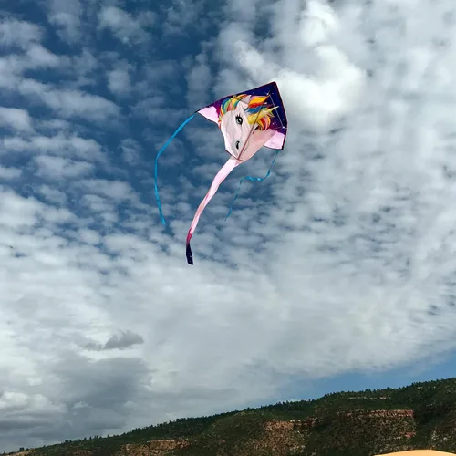 Miniatura 3 de In the Breeze Cometa Fly-Hi de 45 pulgadas, cometa de una sola línea, tela Ripstop, línea y bolsa incluidas Unicornio