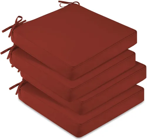 Miniatura 29 de downluxe Juego de 2 cojines impermeables para sillas de exterior, 19 x 19 x 3 pulgadas, cojines para sillas de patio con lazos y mango Marrón