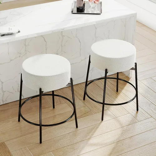 Miniatura 12 de SoarFlash - Juego de 2 taburetes de bar modernos giratorios, taburetes de barra de 24" Sherpa con asiento giratorio de altura de mostrador