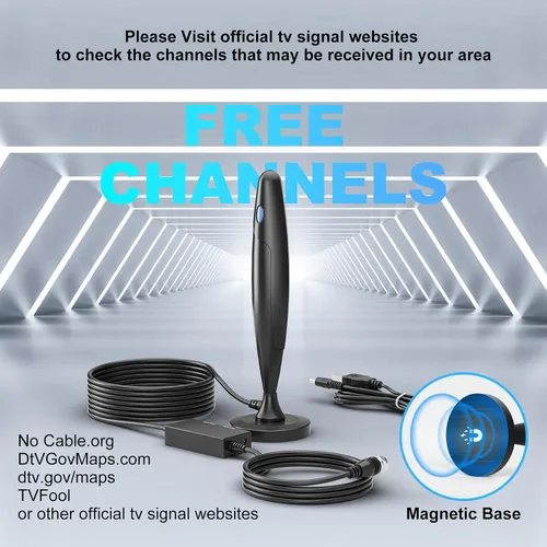 Miniatura 5 de Antena de TV para Smart TV Interior, Antena Digital para Canales Locales, Soporte 4k 1080p con Base Magnética Fuerte, Recepción de Largo Alcance