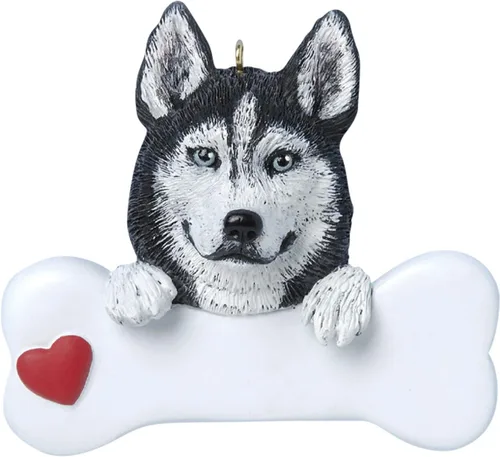 Miniatura 3 de Adornos de Navidad personalizados para perros 2024 – Adornos navideños de hueso de perro Husky para amantes de los perros, adorno de primera Navidad