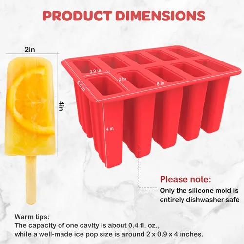 Miniatura 5 de Miaowoof Moldes caseros para paletas, fabricante de paletas de hielo de silicona sin BPA de 10 cavidades, con 50 palitos, 50 bolsas, 10 palitos
