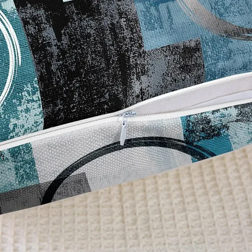 Miniatura 5 de Erosebridal Paquete de 4 fundas de almohada con diseño de círculos circulares y retro, color verde azulado degradado, fundas de cojín redondas Multi
