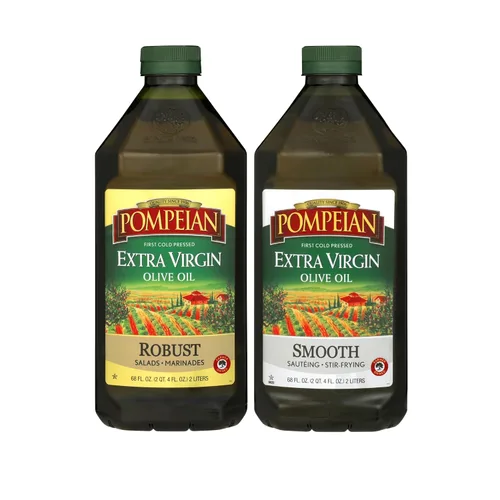 Pompeian Paquete Variado de Aceite de Oliva Virgen Extra - Suave, Robusto, Naturalmente Sin Gluten, No Alergénico, Sin OMG, 68 Fl Oz (Paquete de 2)