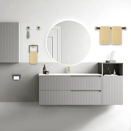 Miniatura 6 de Juego de Accesorios de Ferretería de Baño Negro y Dorado de 5 Piezas Juego de Barra de Toallas de Acero Inoxidable Juego de Soporte de Toallas Barra