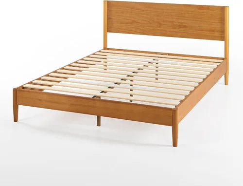 Miniatura 13 de Zinus Allen Marco de cama de plataforma de madera de mediados de siglo, base de madera maciza, soporte de listones de madera, no necesita somier