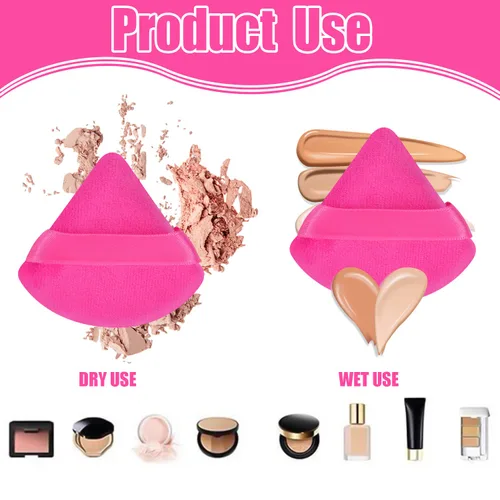 Miniatura 3 de Pimoys 6 Piezas Esponjas de Maquillaje Suaves Triangulares para Rostro para Polvo Suelto y Polvo Fijador, Esponja de Base de Terciopelo Mezcladora
