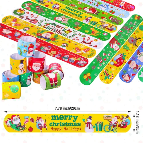 Miniatura 3 de MGparty 72 pulseras de Navidad con bofetadas, juguetes para niños, regalos de fiesta de Navidad, regalos de cumpleaños (Navidad)