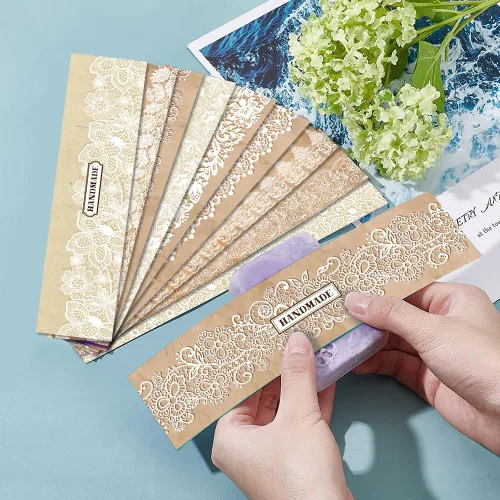 Miniatura 5 de PH PandaHall 90 piezas de papel para embalaje de jabón, etiquetas de papel para jabón con 9 estilos de encaje, etiquetas de cubierta de manga
