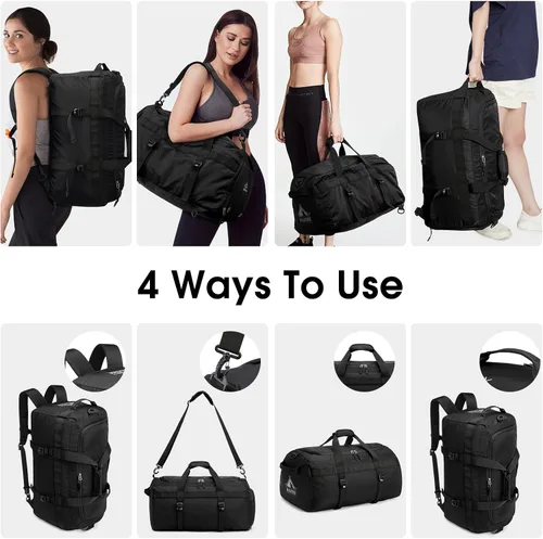 Miniatura 5 de G4Free Bolsa de gimnasio para mujeres y hombres, mochila de lona de 45 litros con compartimento para zapatos, resistente al agua, bolsa de viaje