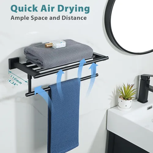 Miniatura 6 de Alise - Toallero de 16 pulgadas para baño, toallero de pared con barras de torre, estante de baño de acero inoxidable SUS 304, soporte de toalla
