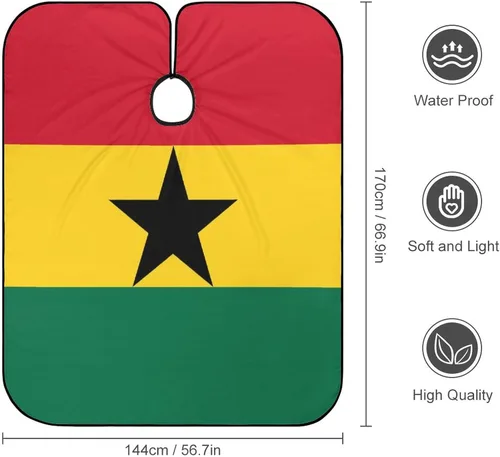 Miniatura 2 de Capa de peluquería con bandera de Ghana para adultos, para peluquería en casa, peluquería, Estilo, Talla única